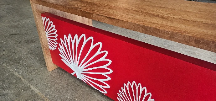 a designed and carved table backboard